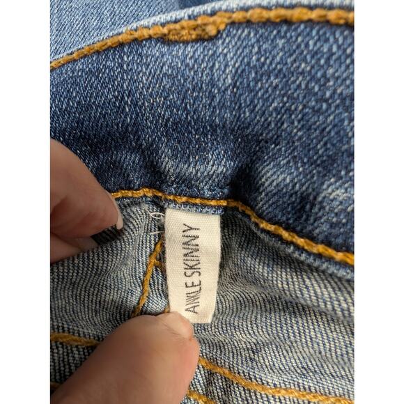 rag & bone Ankle Skinny Jeans Blue Mid Rise Raw Hem Women’s Size 25 - Picture 7 of 9